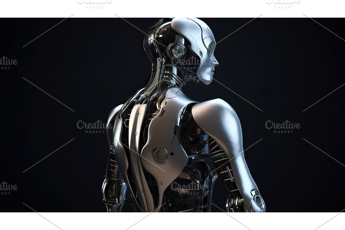 Portrait of robot woman close-up, a Graphic by Jyliana's shop