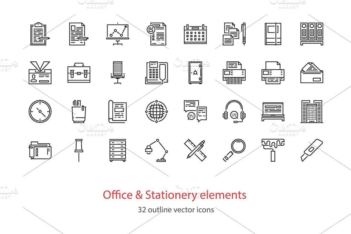 Office and Stationery elements, an Outline Icon by I-RO