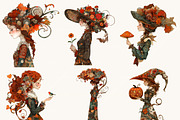 Whimsical Autumn Girls Clipart, a Person Illustration by BusyDaydesign (Thumbnail 5 of 9)