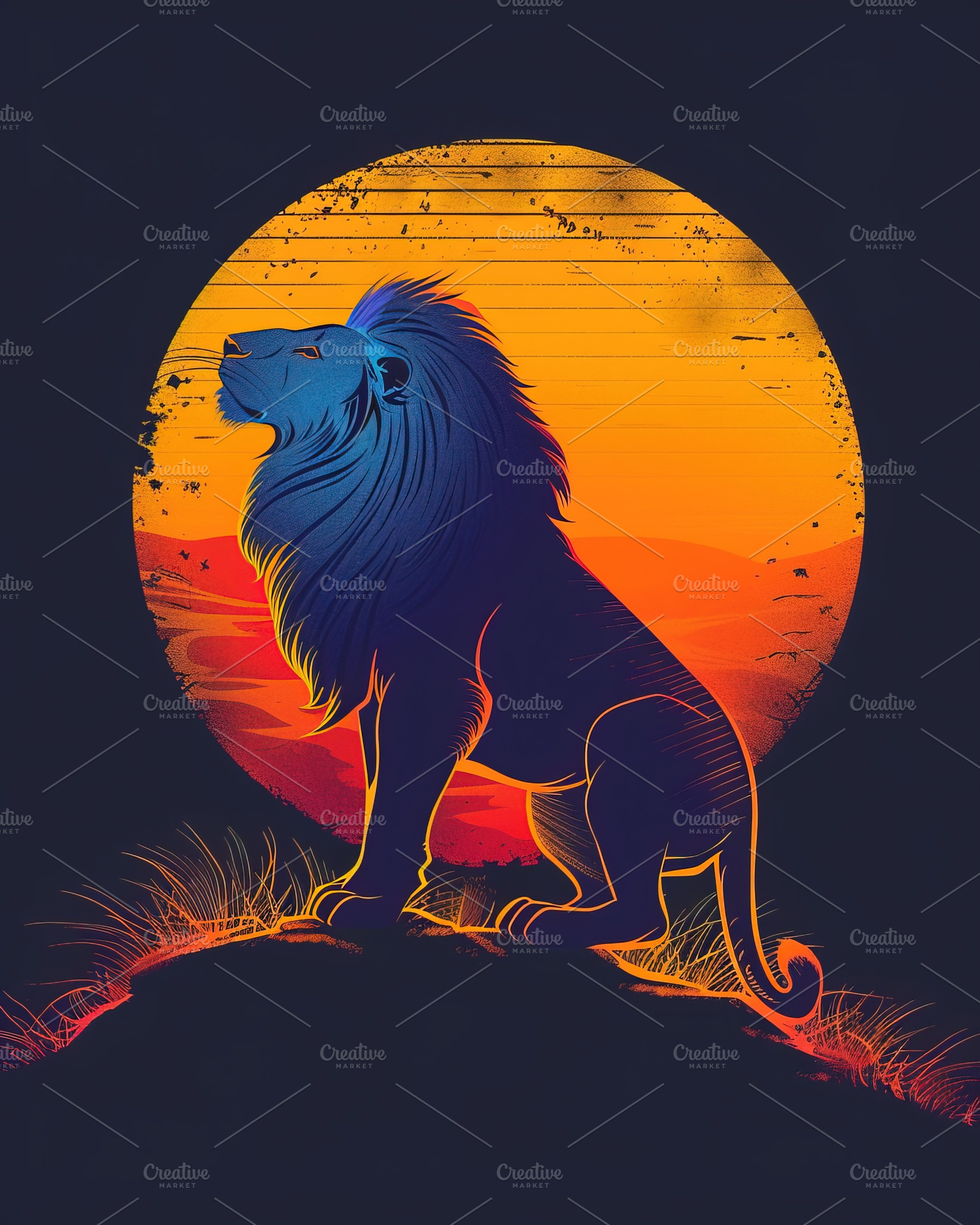 Majestic Lion Silhouette Sunset, an Animal Photo by Ales Munt