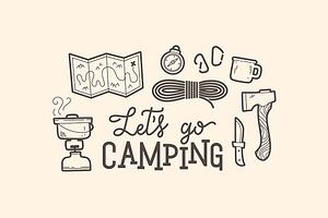Let's go camping illustration set