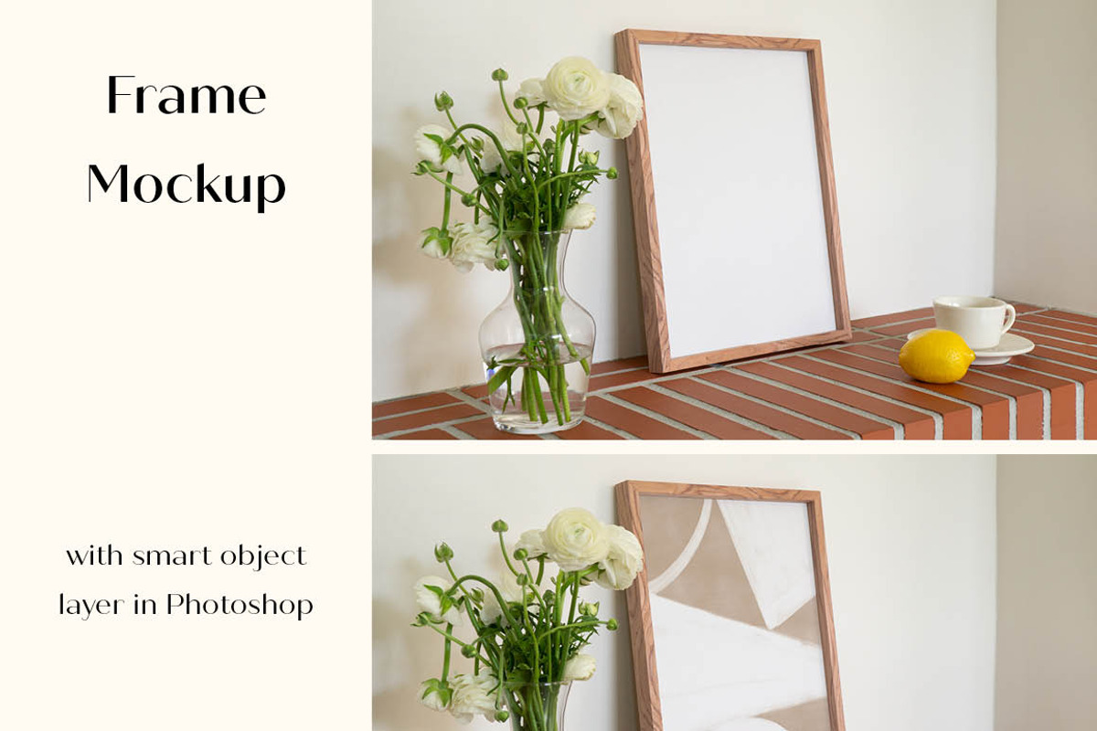 Wood Frame Mockup, PSD, 300dpi, a Print Template by LOPEstudio (Photo 1 of 5)