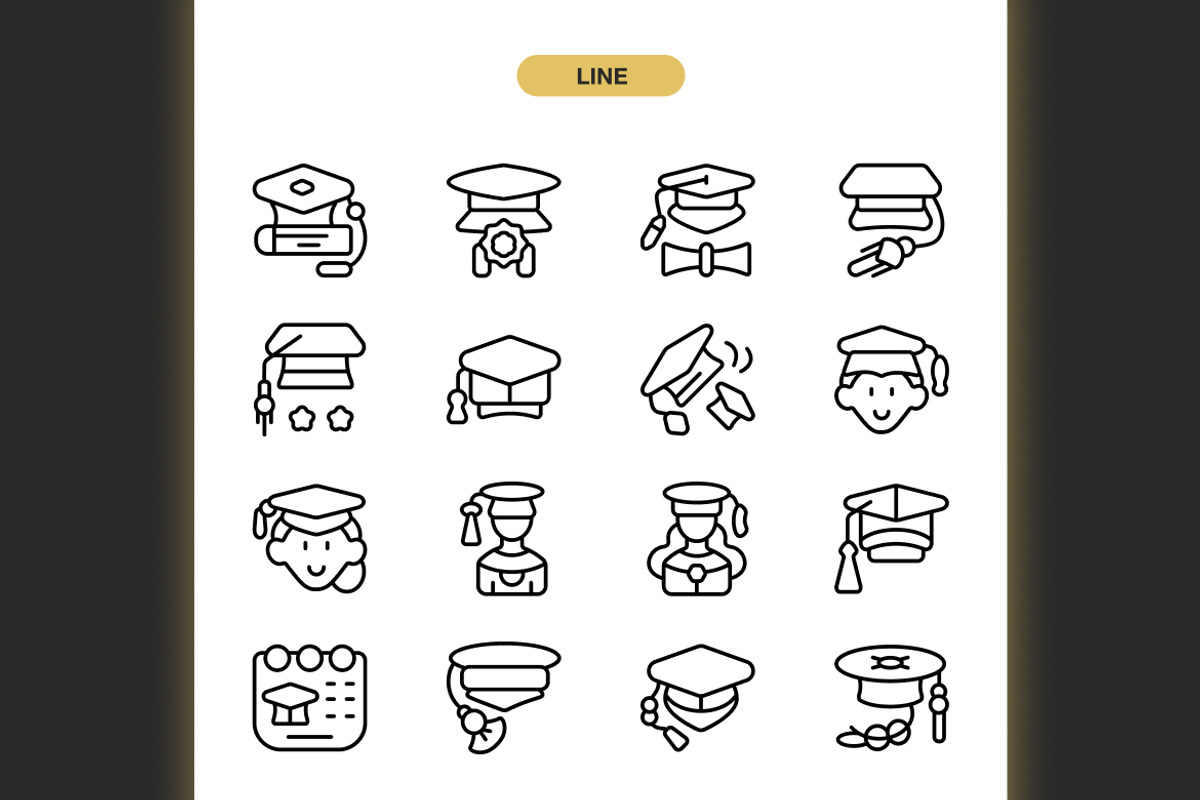 Graduation Cap Icons, an Icon by Spacepixel Creative (Photo 2 of 3)
