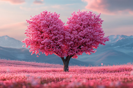Pink tree in shape of heart, a Nature Photo by AlyaAnd