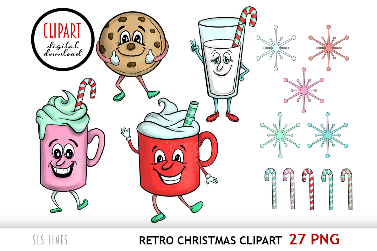 Retro Christmas Clipart 1950s, an Illustration by SLS Lines (Photo 3 of 7)