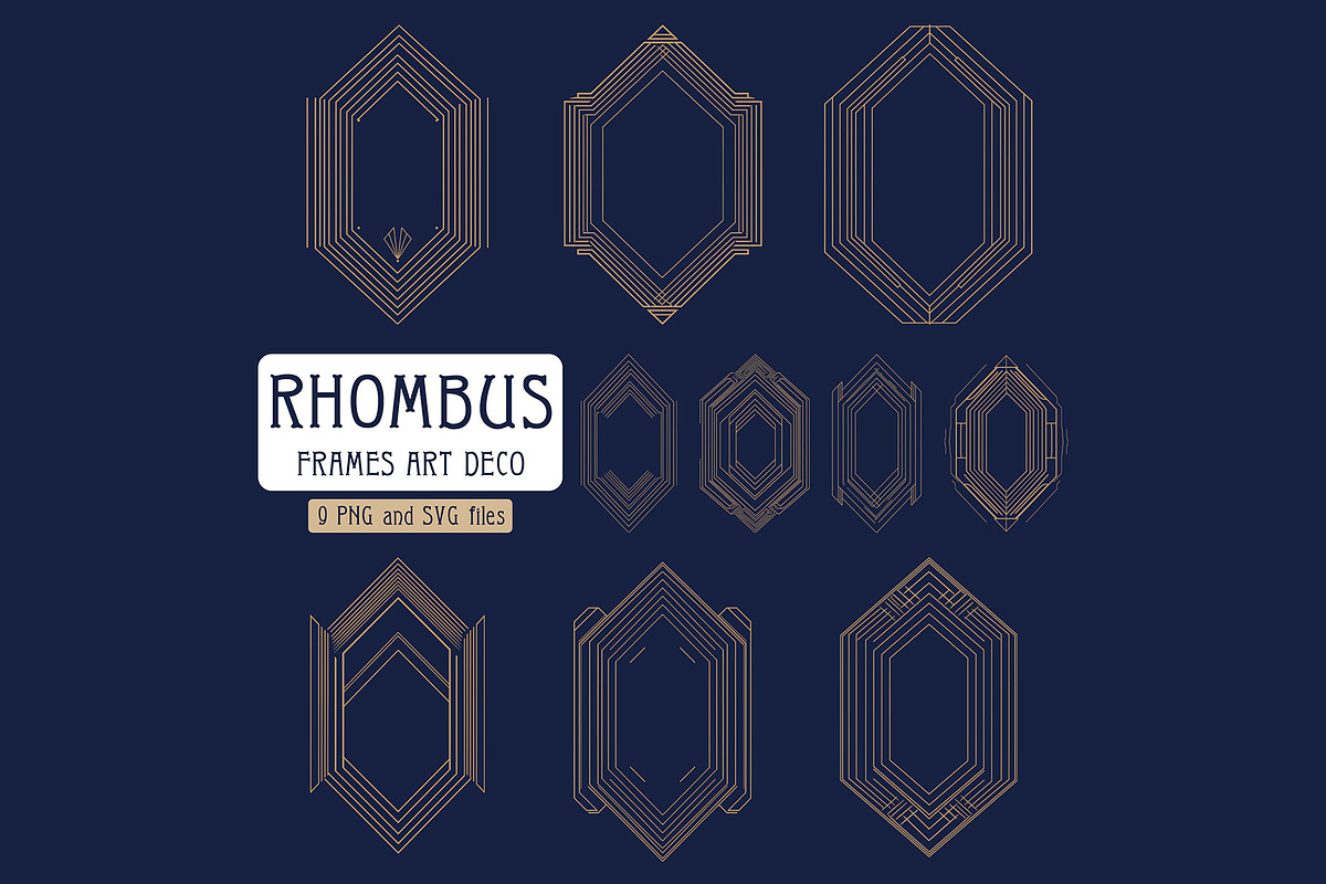 10 Elegant Art Deco Rhombus Frames, a Decorative Illustration by Stanislav Kharchevskyi (Photo 1 of 3)