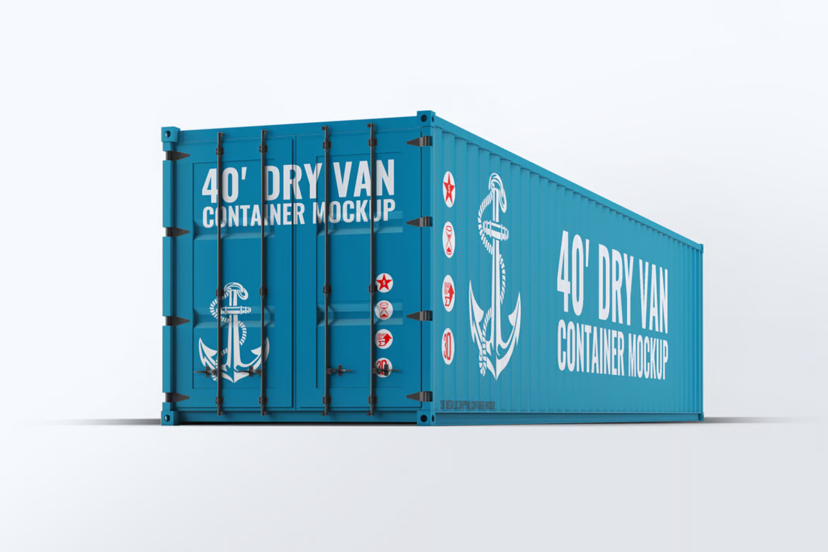 40ft Dry Van Container Mock-up, a Cups & Container Mockup by DesignRushMarket (Photo 5 of 5)