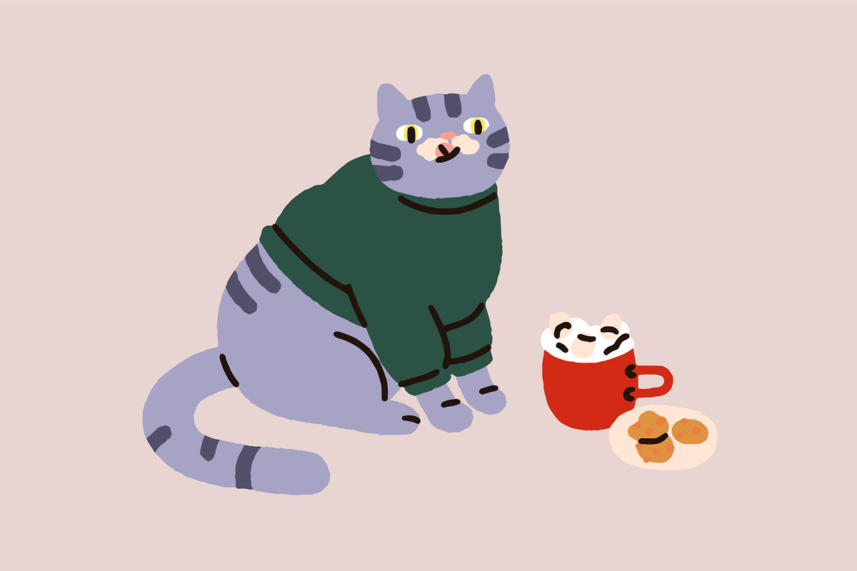 Cute, funny Christmas cats set, an Animal Illustration by Good Studio (Photo 4 of 22)