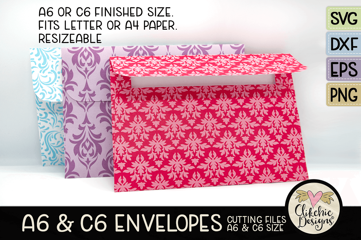 A6 & C6 Envelope SVG Cutting Files, an Invitation Template by Clikchic Designs (Photo 4 of 6)