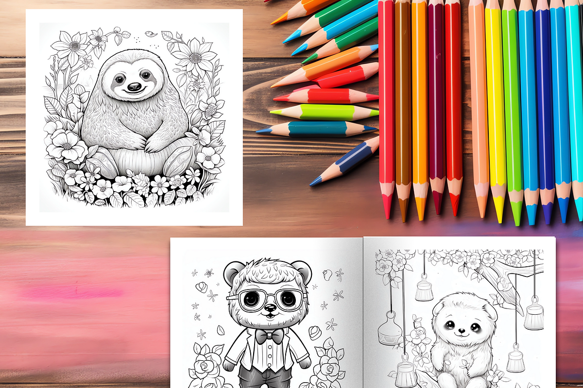 Sloth Coloring Pages for Kids, a Business Card Template by LA Design (Photo 8 of 9)