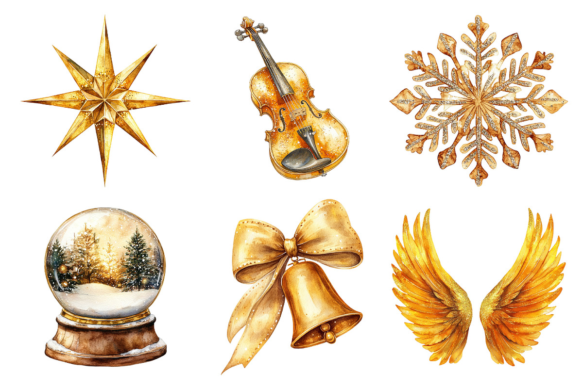 Gold Sparkle Christmas Clipart, an Illustration by Daily.Designs (Photo 3 of 5)