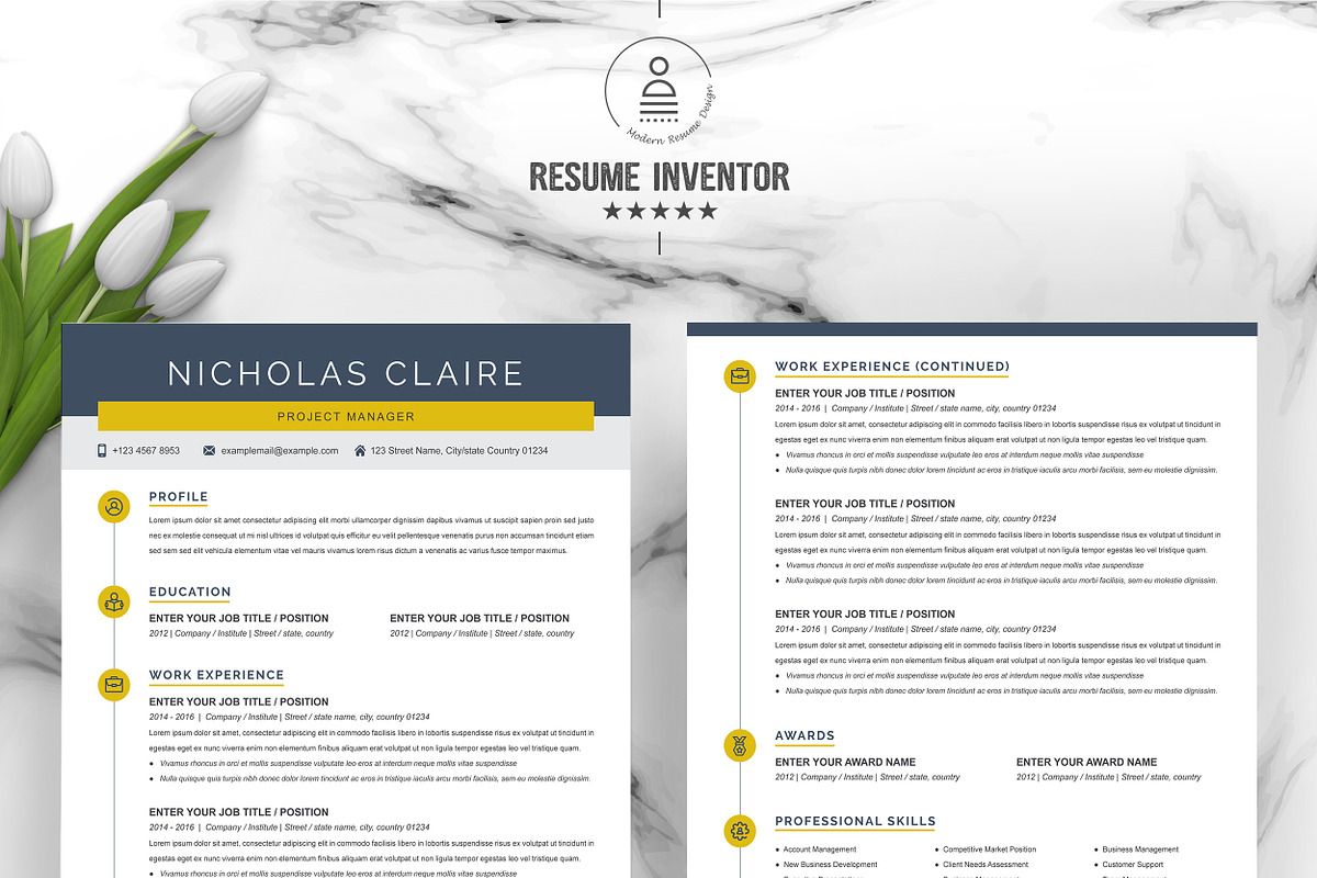 Project Manager Resume/CV Template, a Resume Template by ResumeInventor