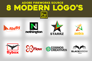 8 Modern Logo's. Adobe Fireworks PNG