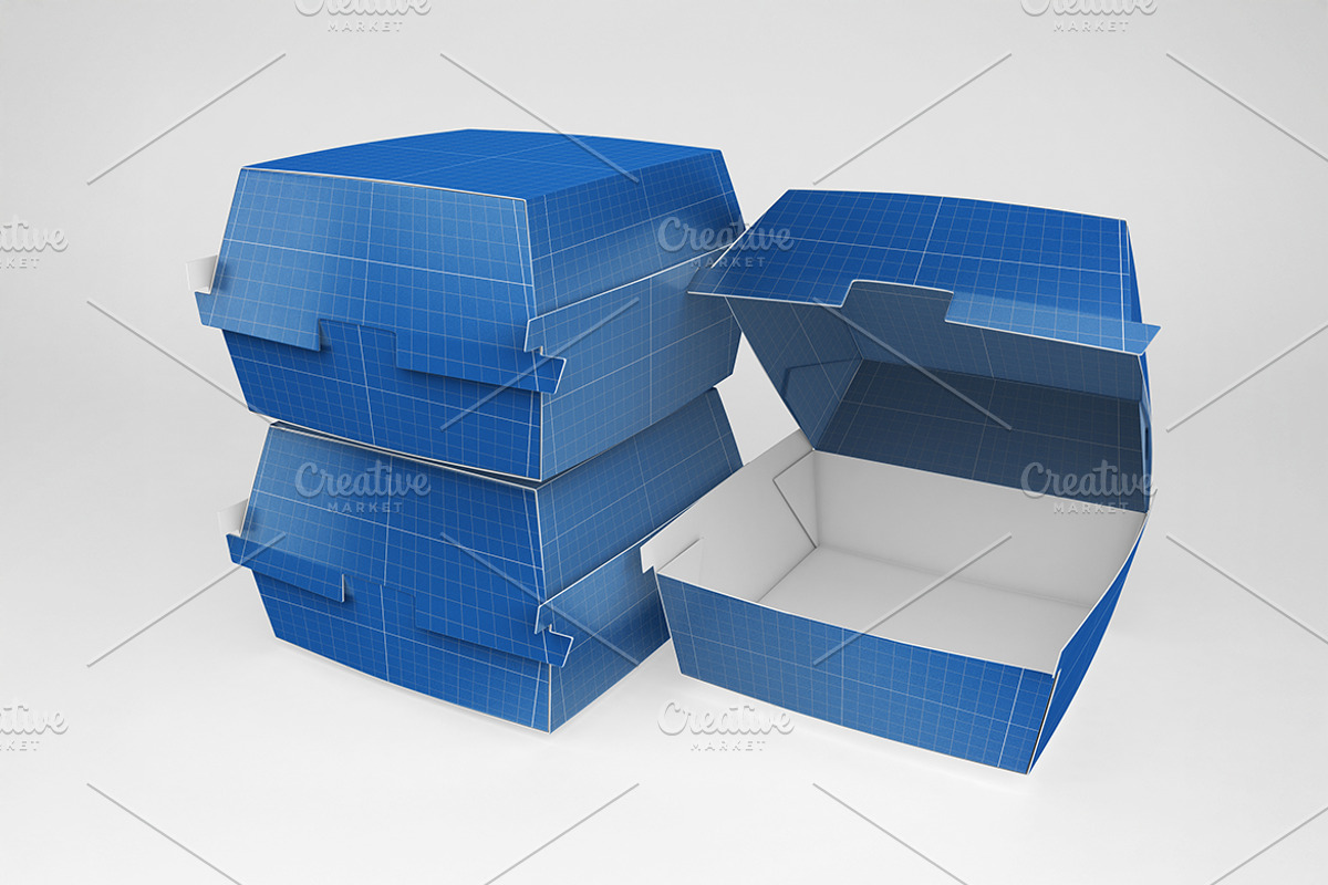Burger Box Mockup, a Cups & Container Mockup by Qaleb Studio