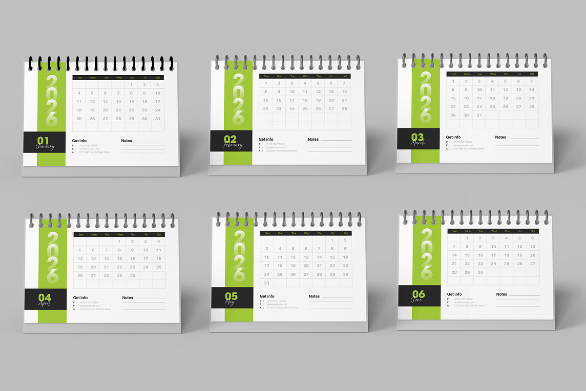 Modern Desk Calendar 2026 Template, a Stationery Template by MightyDesign (Photo 3 of 7)