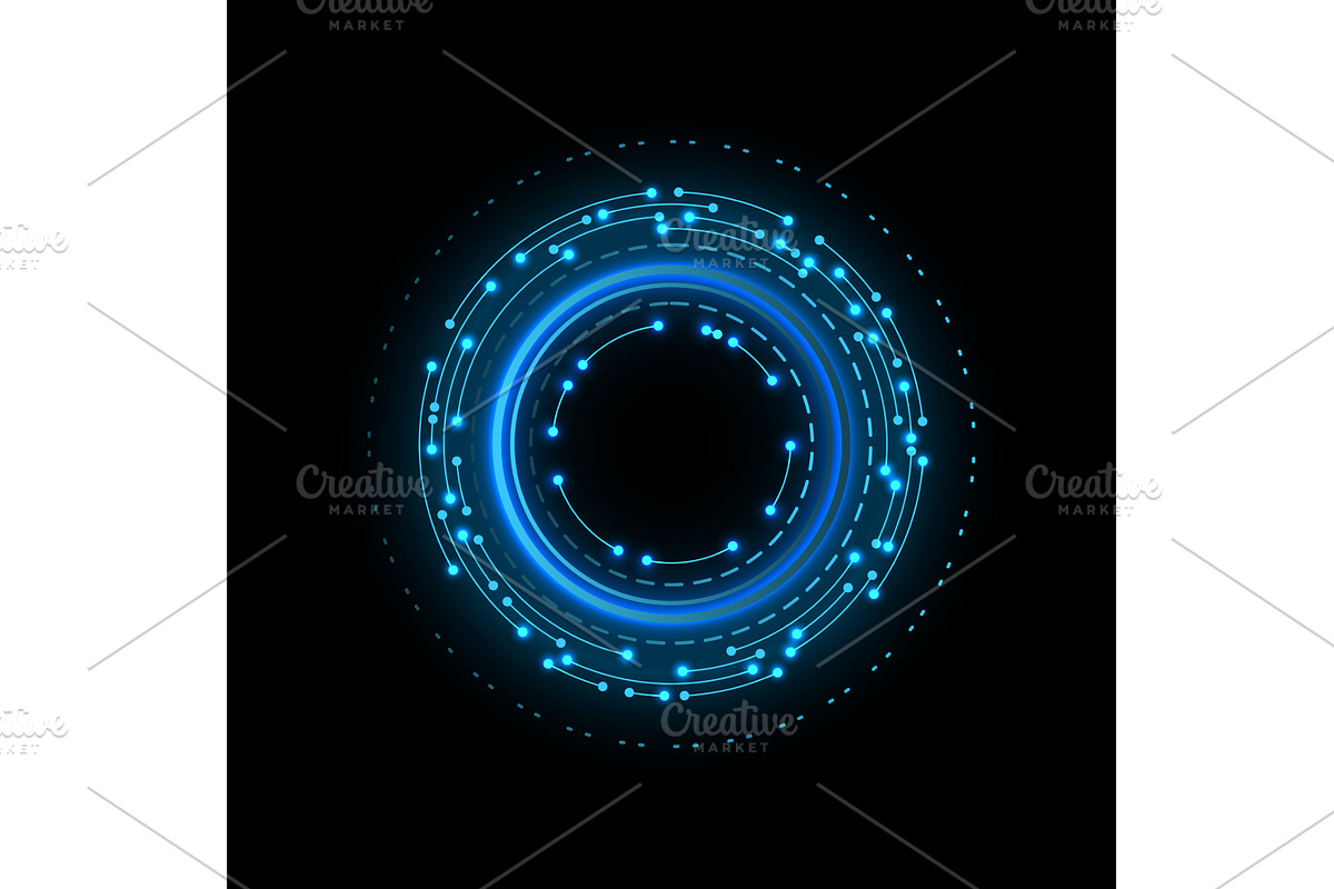 Circuit board circle frame, a Technology Illustration by Things for designers