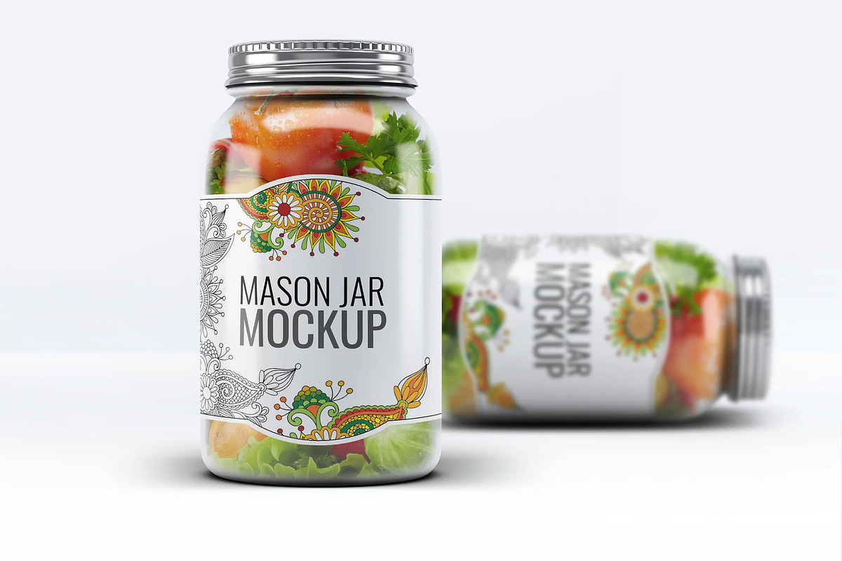 Mason Jar Mock-Up, a Packaging Mockup by DesignRushMarket (Photo 6 of 8)