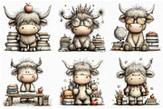 Back to School Highland Cow Clipart, an Animal Illustration by Libby Wishes (Thumbnail 3 of 5)