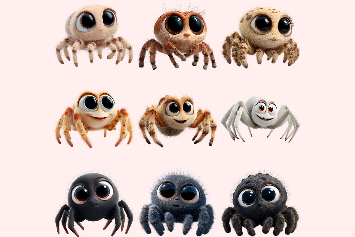 Cute Spider Clipart PNG Bundle, a Graphic by M9 Design (Photo 3 of 9)