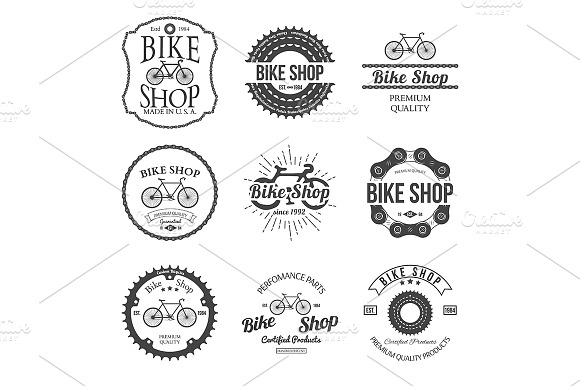 Set Of Bicycle Shop Logo Badges