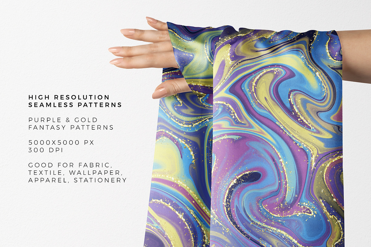 Purple & Gold Fantasy Patterns, a Pattern Graphic by Velliniki (Photo 4 of 10)