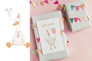 Cute goose illustrations and pattern, an Animal Illustration by ElenaPlatovaArt (Thumbnail 8 of 20)
