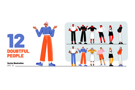 Set of doubtful people, puzzled, a Person Illustration by art PVP - market