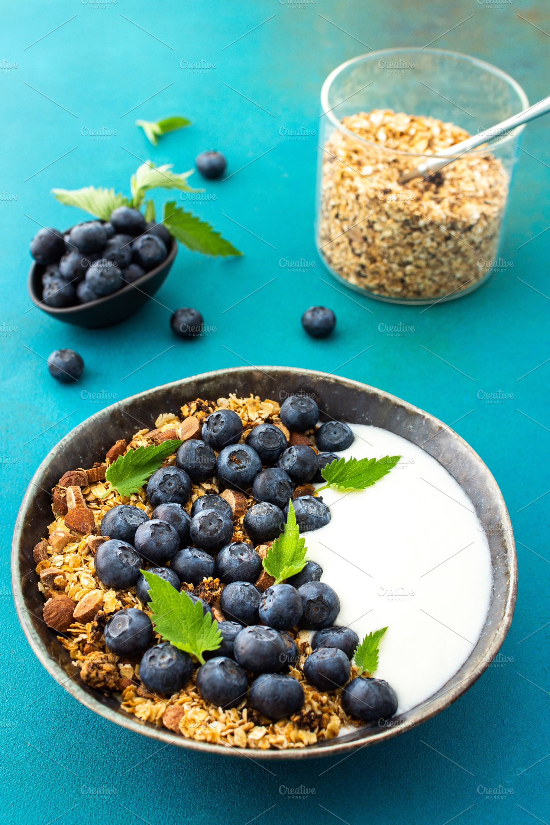 Homemade granola with yogurt, a Food & Drink Photo by Pandateam