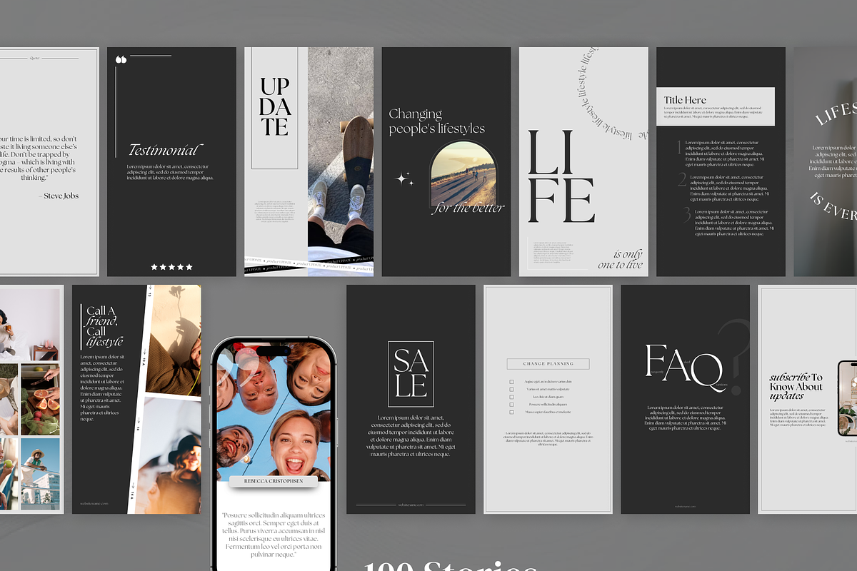 Dark Instagram templates Canva, a Social Media Template by VeliusCreativeStudio (Photo 4 of 8)
