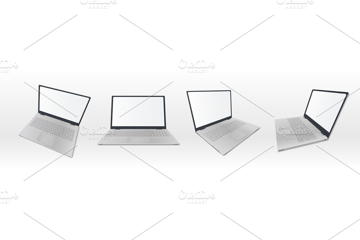 Laptop mockup - notebook with open, a Technology Illustration by art PVP - market