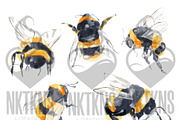 Watercolor Bumble bee clipart., an Illustration by NKTKNS (Thumbnail 2 of 5)