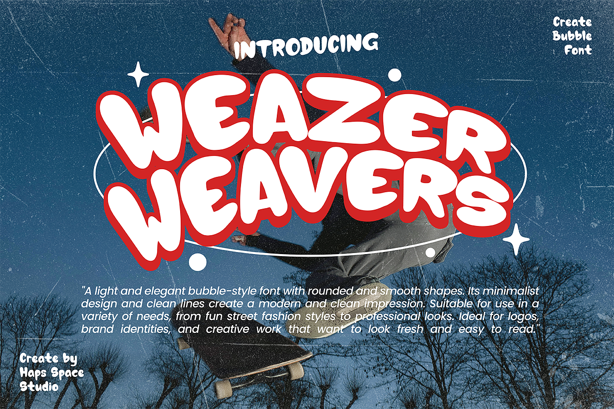 Weazer Bubble Display Font, a Handwritten Font by Haps Space (Photo 1 of 12)
