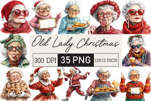 Funny Old Lady Christmas Sublimation, an Illustration by Black Bird Studio