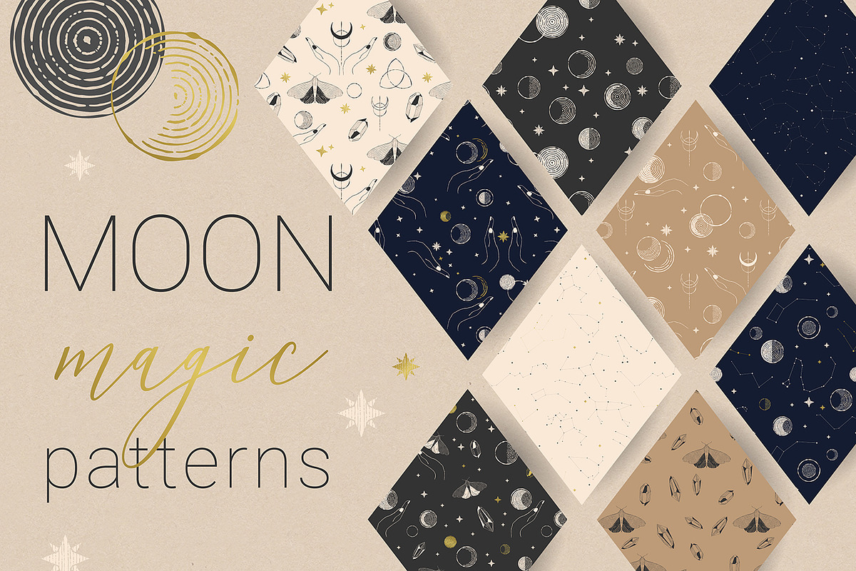 MOON magic patterns, a Pattern Graphic by HmarkaShop (Photo 1 of 4)