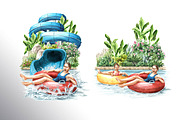 Water Park. Watercolor collection, a Person Illustration by Daria Ustiugova (Thumbnail 6 of 14)