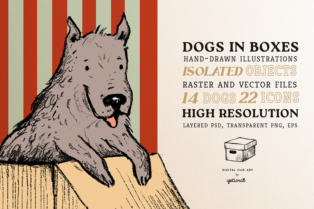 Dogs in Boxes Graphic Set, an Animal Illustration by Yeticrab (Photo 10 of 13)
