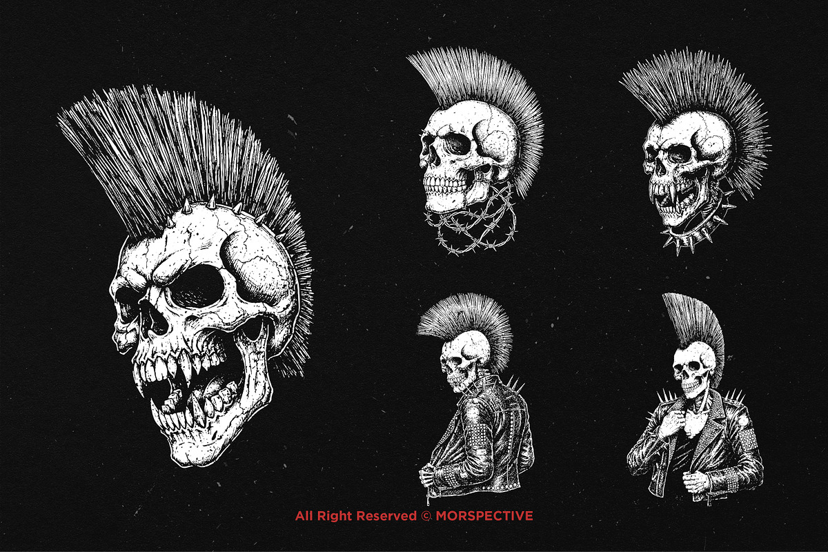 10 Bundle Dark Art Punk Rock Skull, an Illustration by Morspective (Photo 3 of 7)