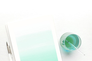 Ombre Mint Green Watercolor Art