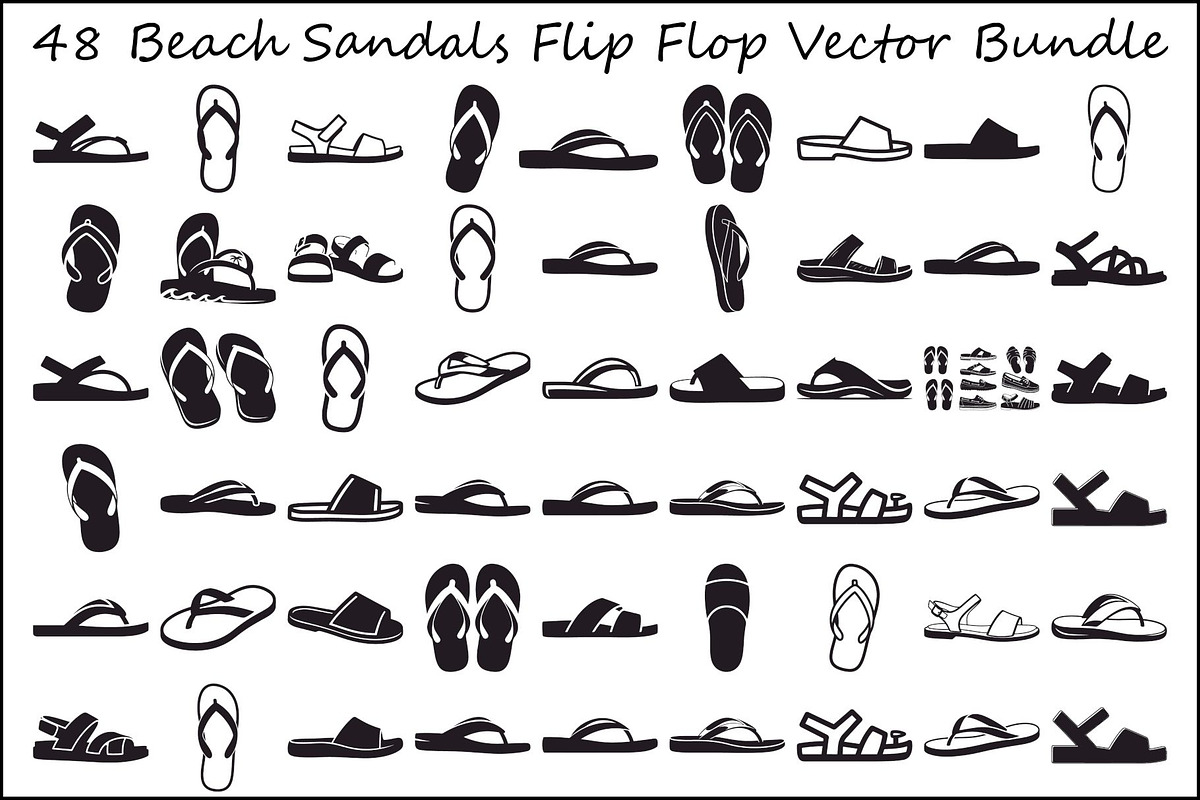 Beach Sandals Flip Flop Vector Bundl, an Illustration by jahid234 (Photo 1 of 49)