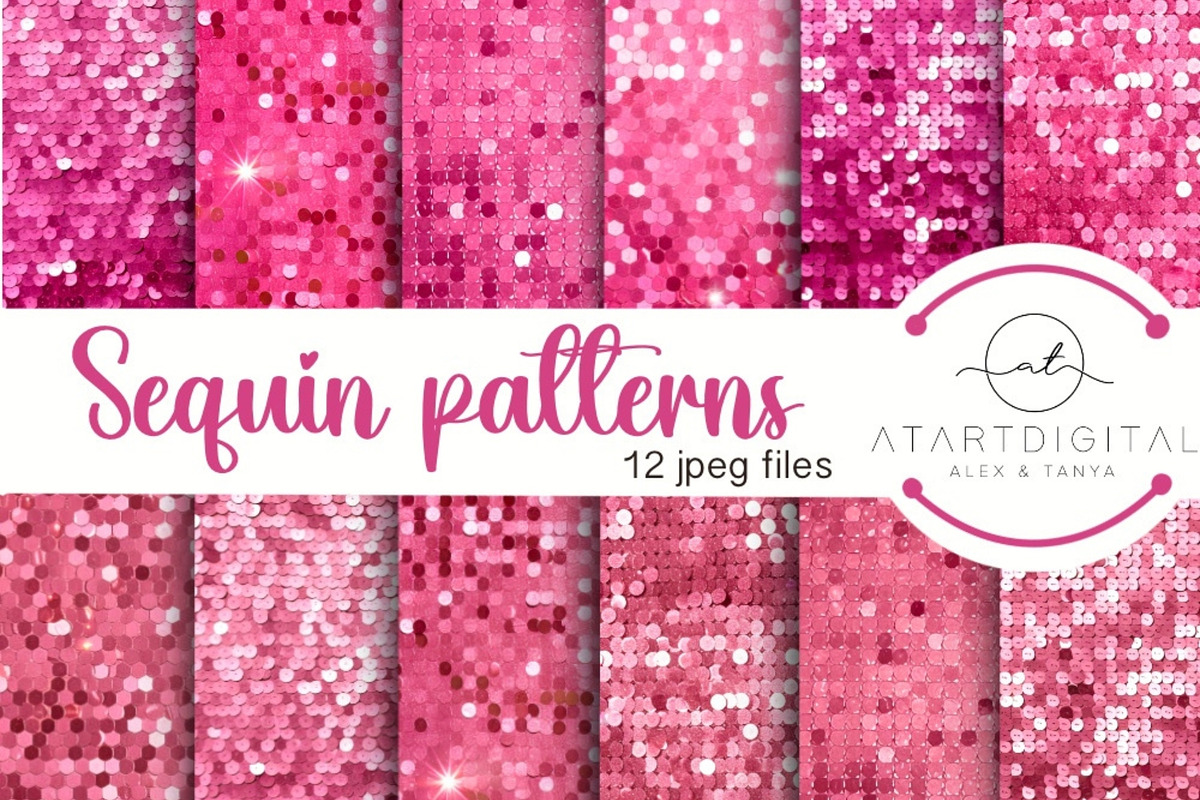 Pink Sequin Patterns Digital Paper, a Texture Illustration by Tanya Kart (Photo 1 of 4)