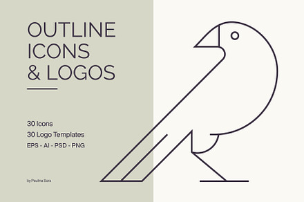 Animals - Outline Icons & Logos, a Branding & Logo Template by Paulina Sara Design
