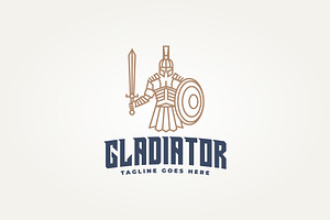 gladiator symbol shield icon logo, a Branding & Logo Template by Blazybone