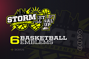 6 Basketball Emblems + Bonus, an Illustration by TickStyle (Thumbnail 1 of 4)