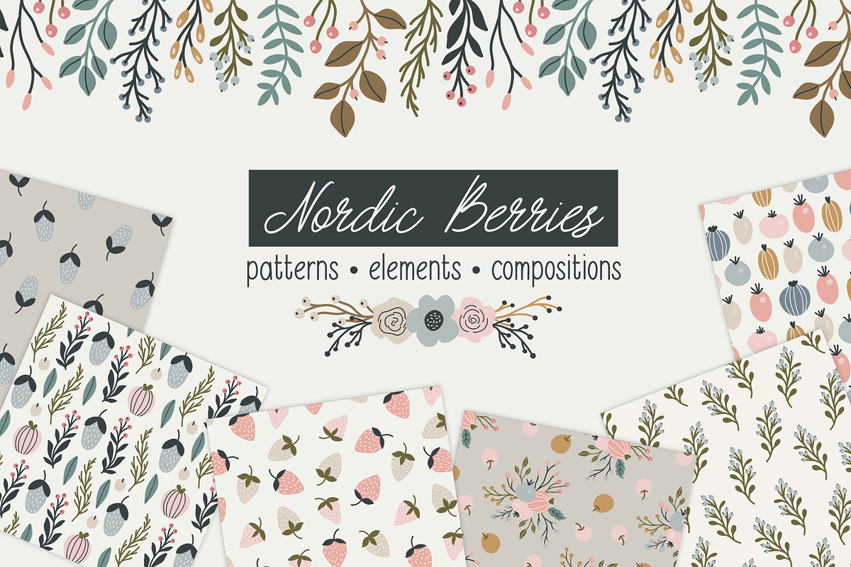 Nordic Berries Vector Collection, a Pattern Graphic by Little Nordic Atelier (Photo 1 of 11)