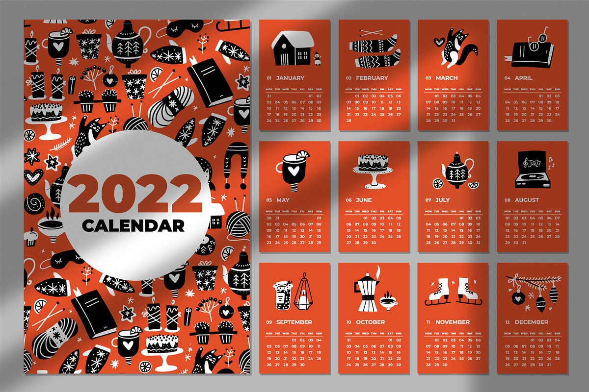 Cozy 2022 calendars collection, a Stationery Template by Lana Sham (Photo 6 of 10)