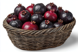 Juicy Pomegranates in a Rustic Baske, a Photo by Pixeness Studio