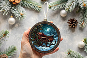 Stained Glass Sleigh Ornament Art, an Animal Illustration by CrexoraLab (Thumbnail 3 of 3)