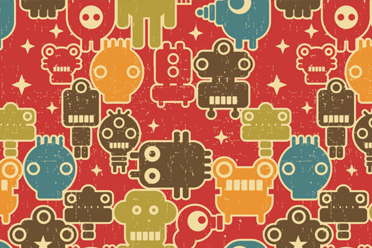 Set of 4 robots patterns preview 3