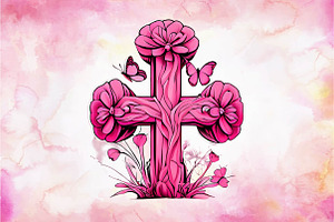 Pink Cross Flower Butterfly Clipart