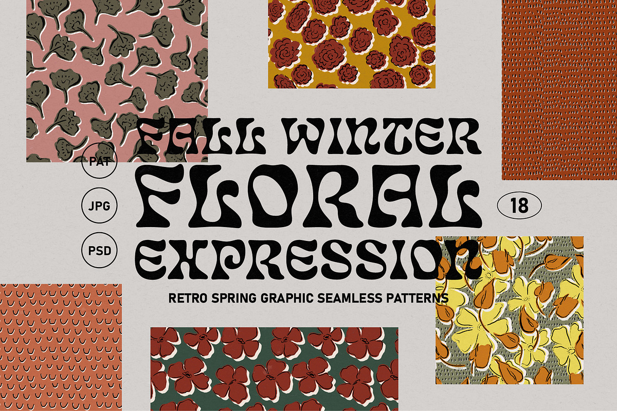 Fall Winter Floral Expression, a Pattern Graphic by angelainthefields (Photo 1 of 6)